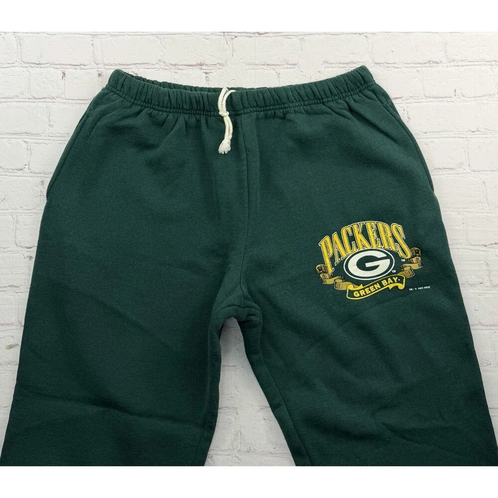 Vintage 90s Nutmeg Mills Green Bay Packers Baggy Comfy Sweatpants Green NFL - M